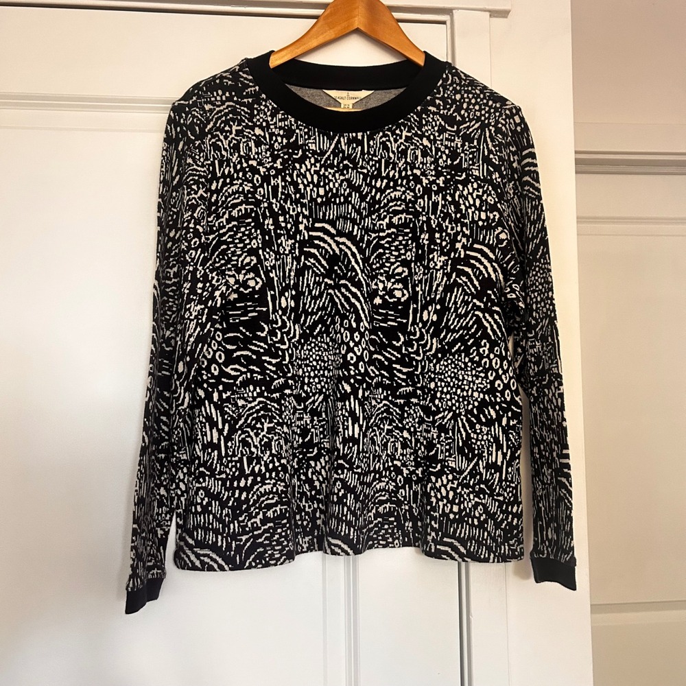 Seasalt Cornwall Fisherman Coastal Abstract Cotton Knit Sweater Womens 10 Beachy